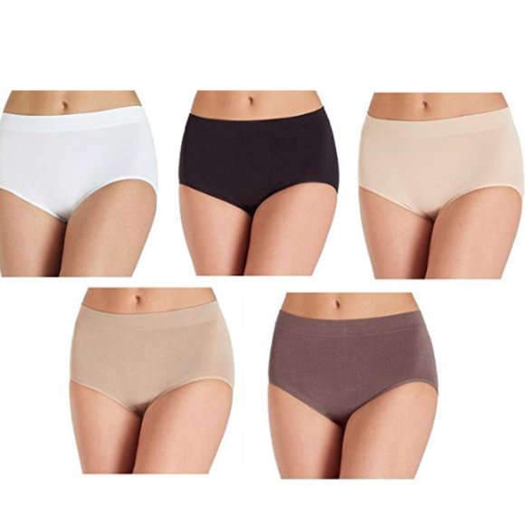 New Women/'s Carole Hochman Seamless Silky Soft Briefs 5 Pk Assorted Colors XL